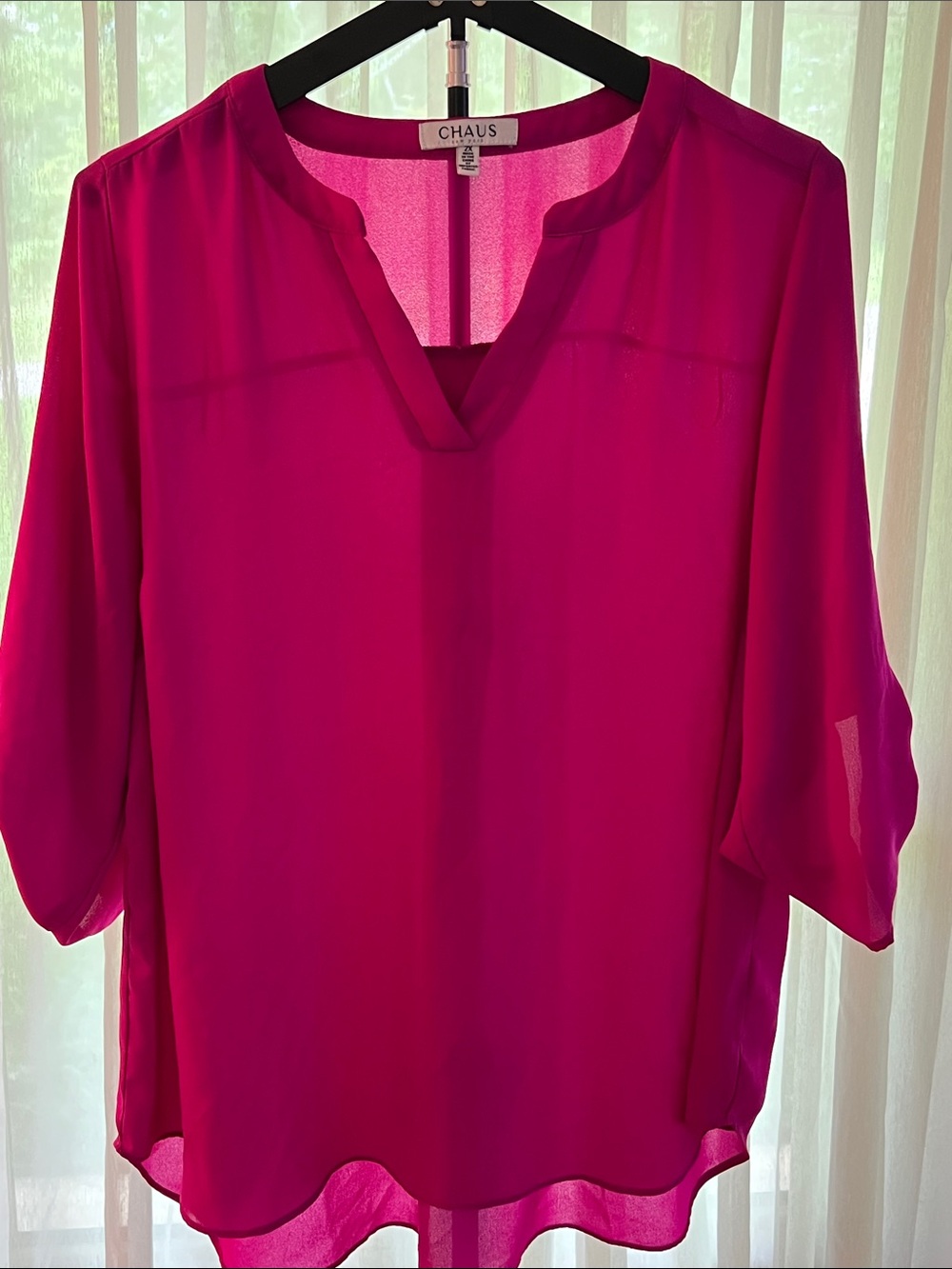 Chaus Women's Bright Fuchsia Split V-Neck Tunic